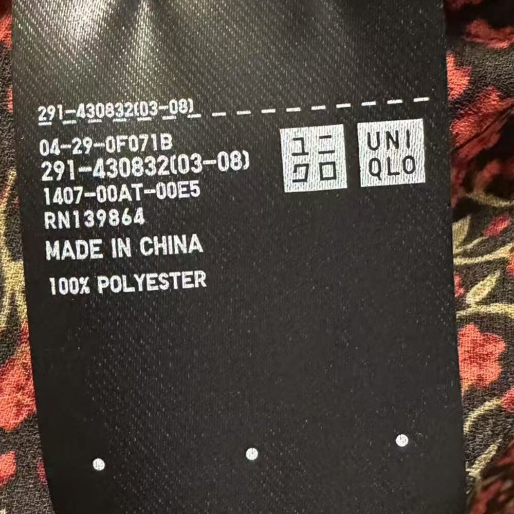 Uniqlo Women's Georgette Printed Half Sleeve Flared Sheer Dress & Black Slip M - Picture 9 of 10